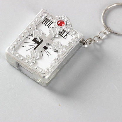 ✝️ Mini Holy Bible Keychain – Tiny Bible Book & Cross Faith Gift