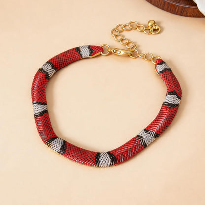 🐍❤️✨ Bold Red & Black Snake Statement Necklace 🖤🤍🔥 Unique Woven Snake-Style Choker Jewelry 💎🌹 Edgy Gothic Fashion Accessory ✨🎁