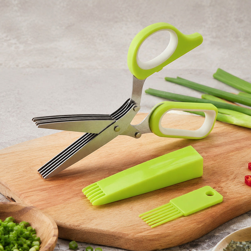 🌿 5-Blade Herb Scissors – Quick-Cut Stainless Steel Kitchen Shears ✂️