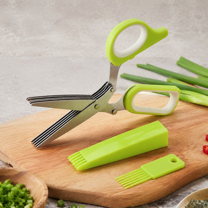 🌿 5-Blade Herb Scissors – Quick-Cut Stainless Steel Kitchen Shears ✂️