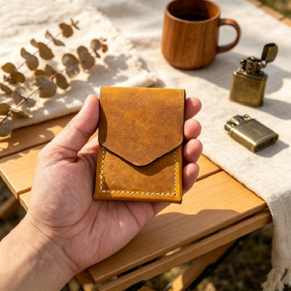 Handmade Genuine Leather Magnetic Wallet – Slim Card & Cash Holder for Men