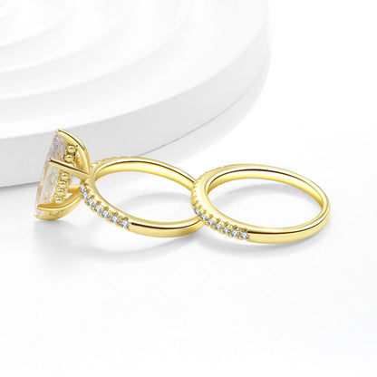 💍 Marquise Sparkle Ring Set – Elegant Two-Piece Gold-Tone Statement Jewelry ✨