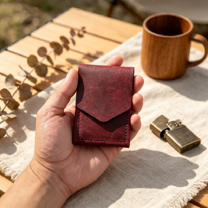 💳Handmade genuine leather wallet – Slim Magnetic Card & Cash Holder for Men