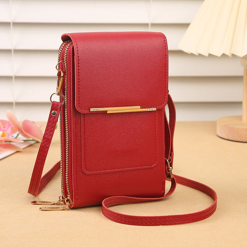 Touchscreen Crossbody Phone Bag – Use Your Phone Through the Clear Window, 3 Card Slots & Dual-Zipper Secure Storage