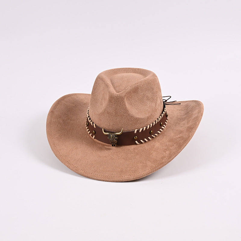 Faux suede ethnic style versatile Western retro cowboy hat
