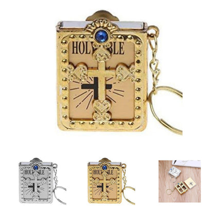 ✝️ Mini Holy Bible Keychain – Tiny Bible Book & Cross Faith Gift