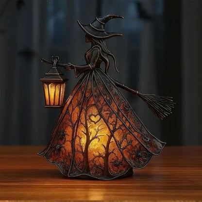 🧙‍♀️ Enchanted Witch Lantern Lamp – Spooky Halloween Table Decor 🎃✨
