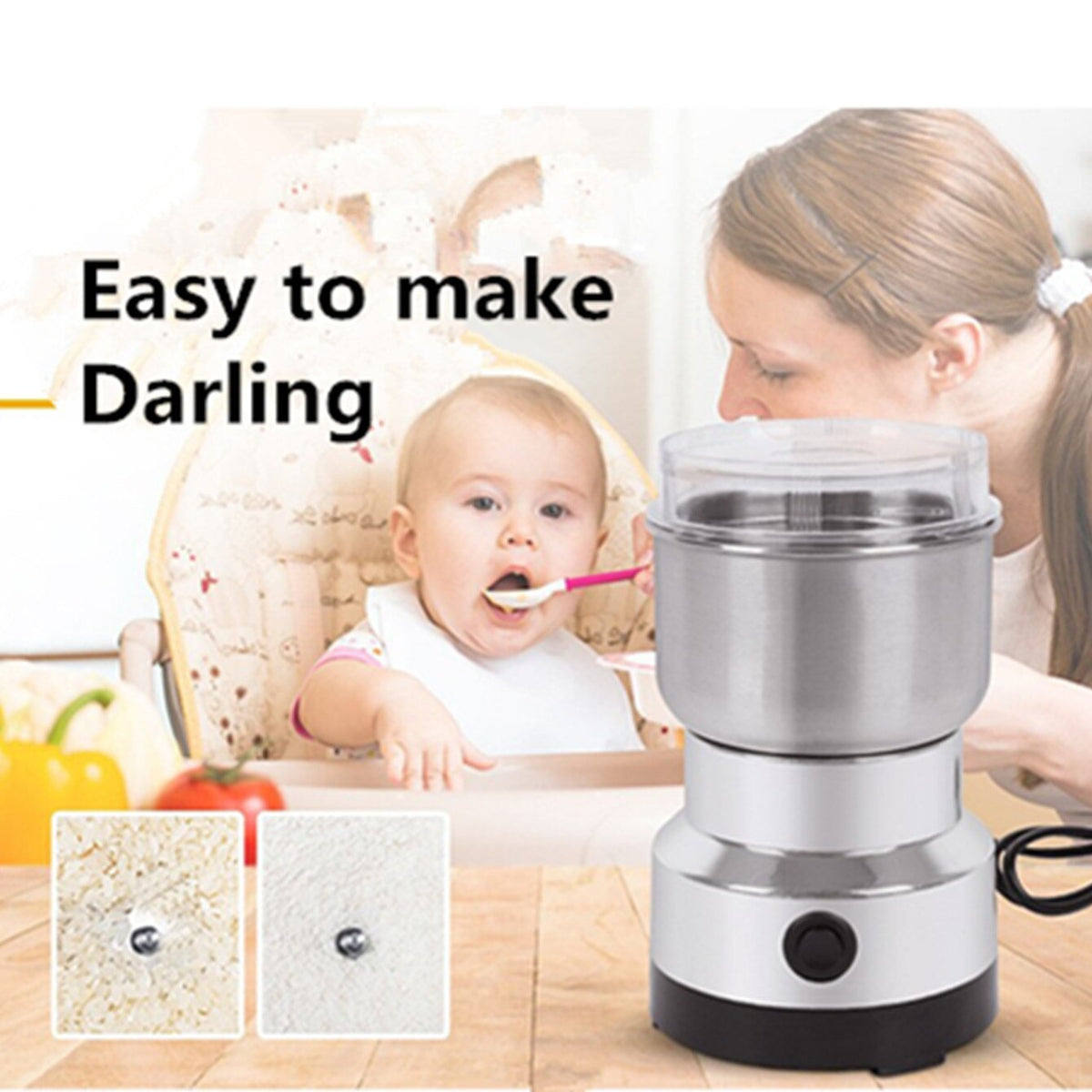 🌿 Stainless Steel Dry Ingredient Grinder – Fast Grinding for Spices, Grains & Coffee ✨