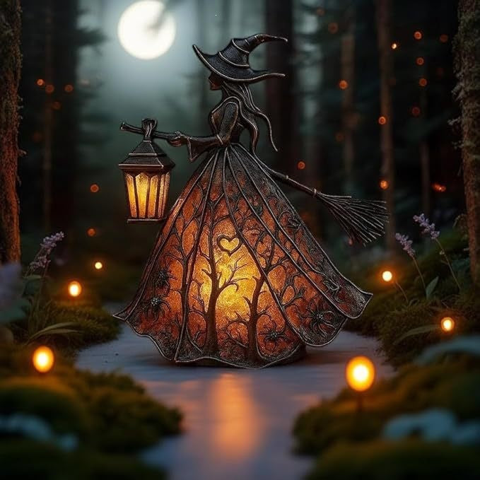🧙‍♀️ Enchanted Witch Lantern Lamp – Spooky Halloween Table Decor 🎃✨