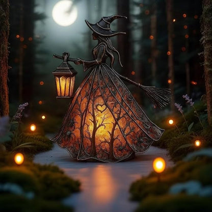 🧙‍♀️ Enchanted Witch Lantern Lamp – Spooky Halloween Table Decor 🎃✨