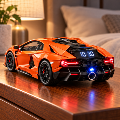 🔥LAST DAY 49% OFF -🏎️ Black Supercar Alarm Clock Concept | Rear Digital Display & Light-Up Taillights