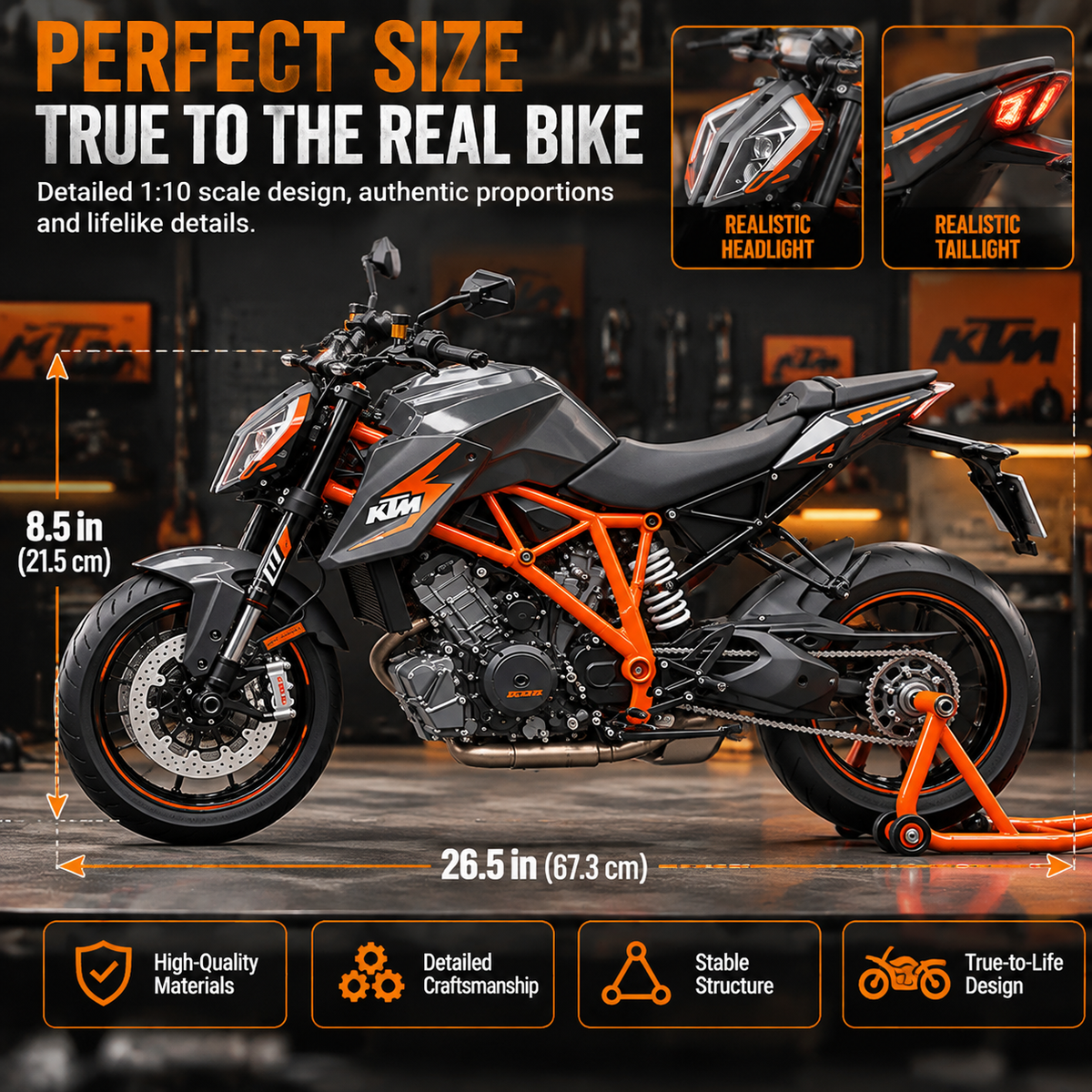 🏍️ 1:6 Scale Motorcycle Model Kit – Build-Your-Own Bike with Fuel-Powered Engine