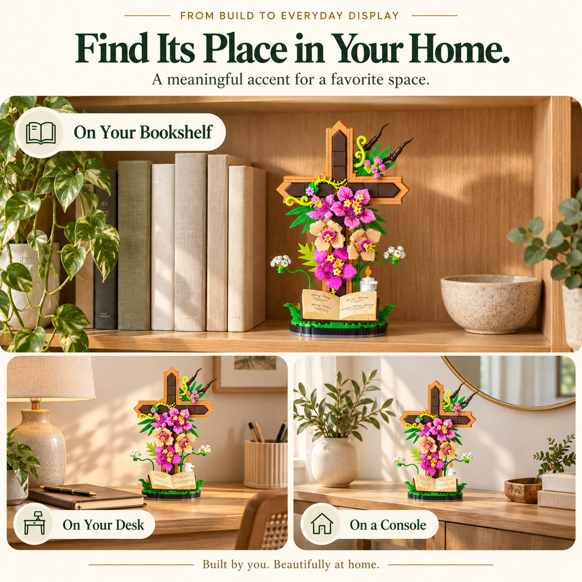 🔥LAST DAY 49% OFF -✝️ 363-Piece Floral Cross Building Set – A Meaningful Gift to Build & Display