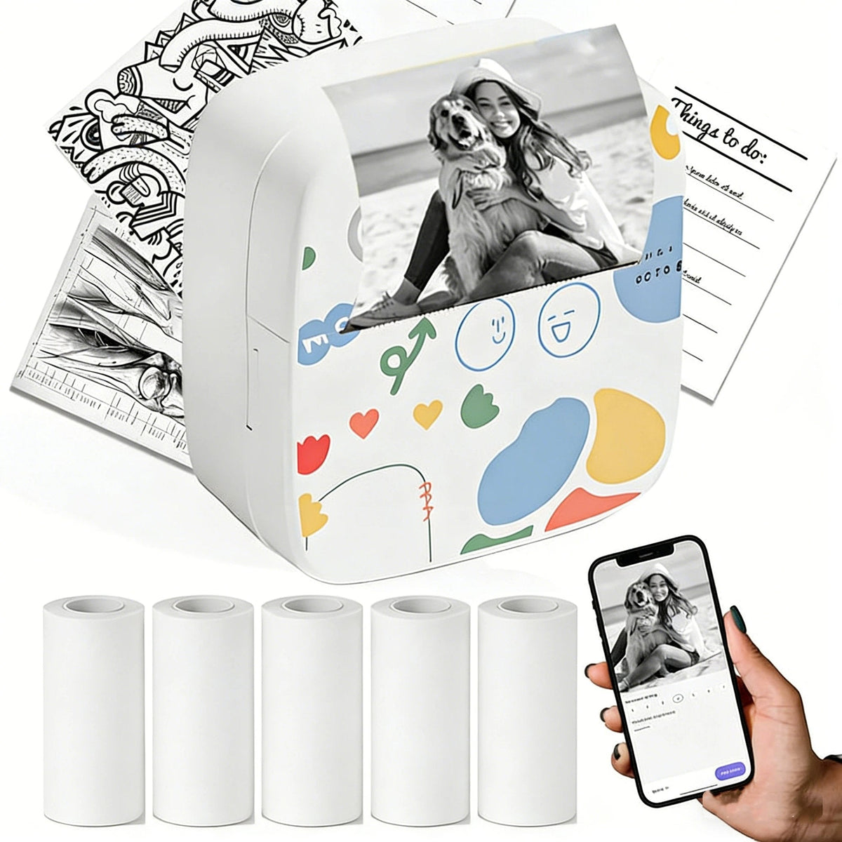 🖨️ Mini Portable Thermal Printer - Inkless Bluetooth Sticker Maker