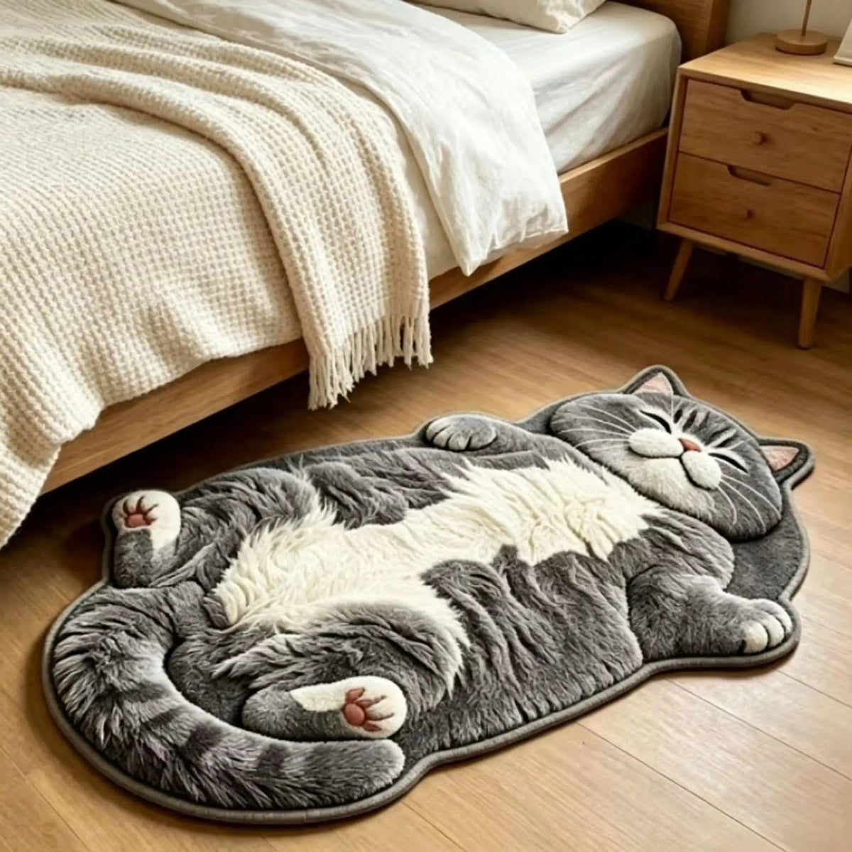 🐱Last Day 49% OFF🔥🔥🔥Chubby Tabby Cat Shaped Rug 🤎