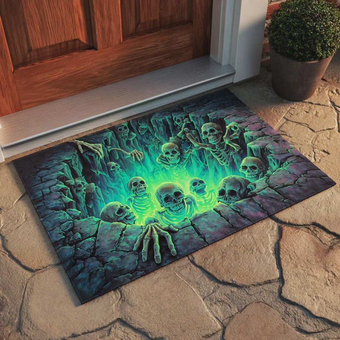🏠3D Halloween Optical Illusion Door Mat – Spooky Non-Slip Entryway Rug