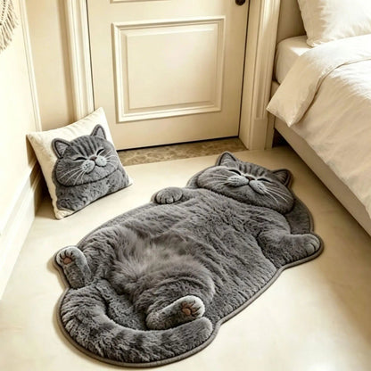 🐱Last Day 49% OFF🔥🔥🔥Chubby Tabby Cat Shaped Rug 🤎