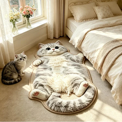 🐱Last Day 49% OFF🔥🔥🔥Chubby Tabby Cat Shaped Rug 🤎
