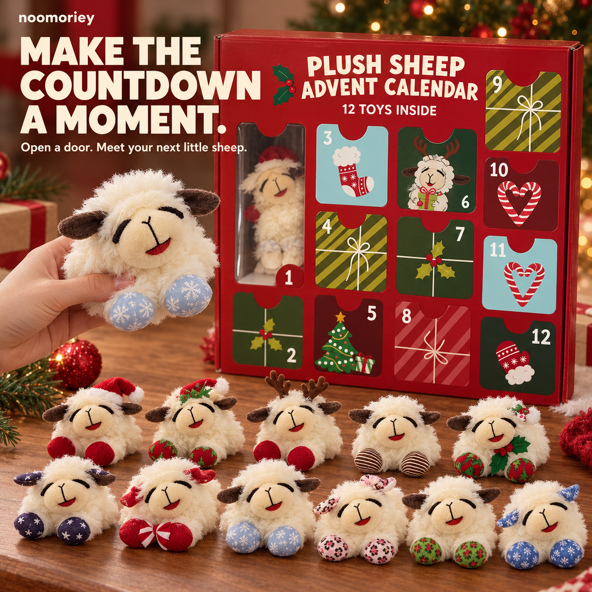 🎄🐑 Plush Sheep Advent Calendar – 12 Days of Christmas Surprises 🎁