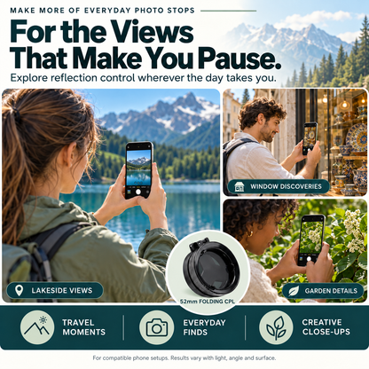 🔥LAST DAY 49% OFF -📸 52mm Magnetic CPL Phone Filter – Reduce Reflections, Rotate Your View & Flip Away