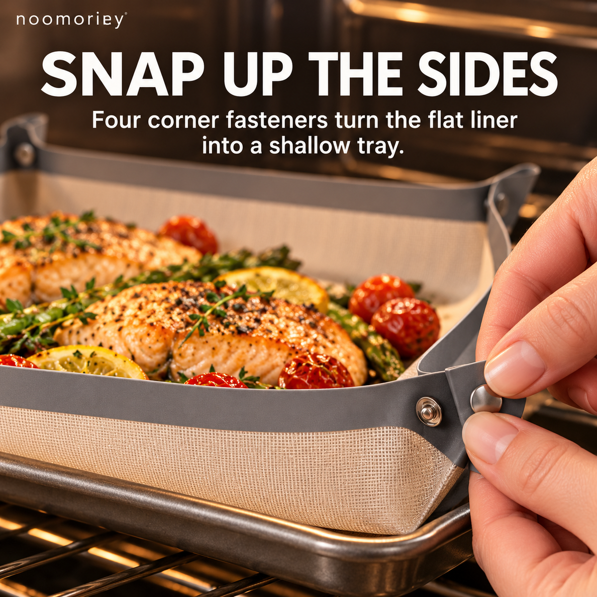 Foldable Nonstick Silicone Baking Tray Liner with Snap-Up Corners