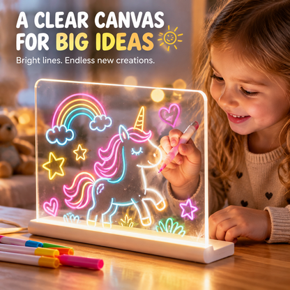 ✨ Luminous LED Drawing Board for Kids — Reusable Glow Art & 7 Color Pens
