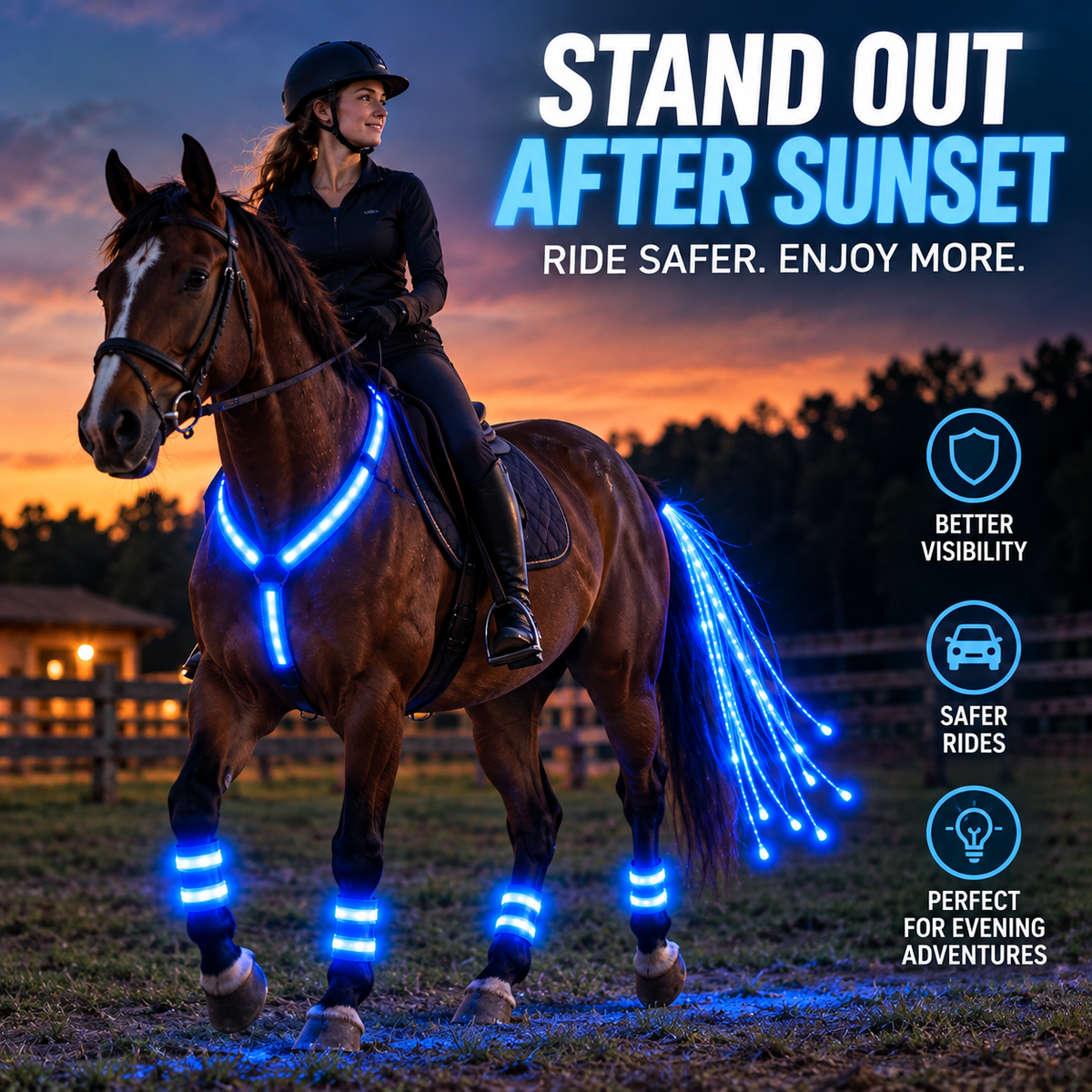 🔥Black Friday 50% OFF🏇LED Horse Night Riding Lights – Full-Body Glow Kit with Enhanced Visibility & 12 Lighting Modes✨