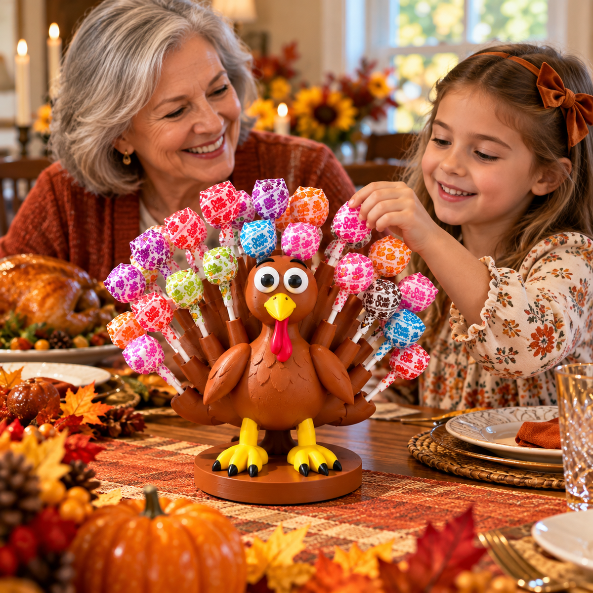 🦃 Sweet Turkey Lollipop Holder – Playful Thanksgiving Candy Display