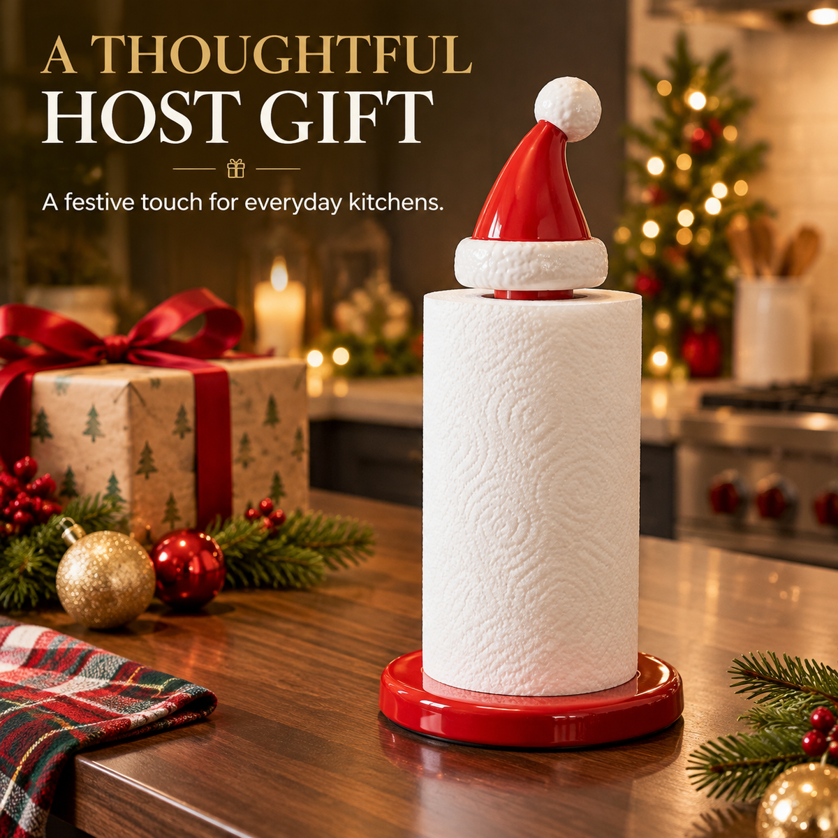 🎅 Santa Hat Christmas Paper Towel Holder | Festive Holiday Kitchen Decor 🎄