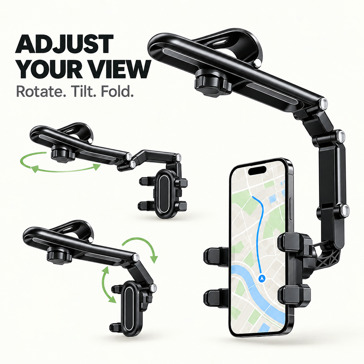 🚗 360° Rotating Car Sun Visor Phone Holder – Foldable & Adjustable Hands-Free Phone Mount