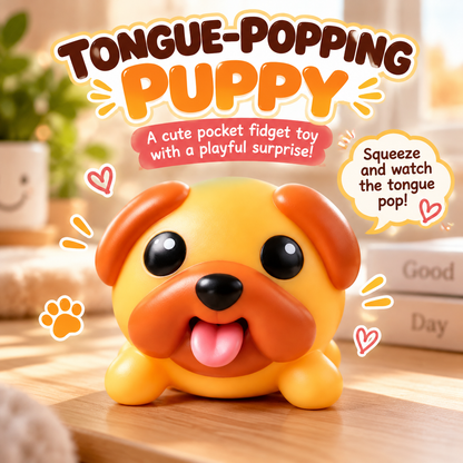 🐶 Tongue-Popping Puppy Squeeze Toy – Cute Pocket-Sized Fidget & Sensory Play Companion 🌈