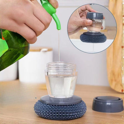 2-in-1 Soap Dispensing Dish Scrubber – Refillable Palm Brush for Kitchen Cleaning