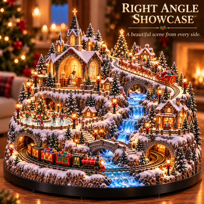 🔥 LAST DAY 49% OFF 🔥 Lighted Animated Christmas Village with Train, Reindeer Sleigh & Waterfall