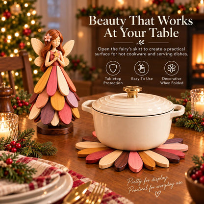 🌸Fairy Bloom Trivet – Folding Fairy Décor & Heat-Resistant Table Protector