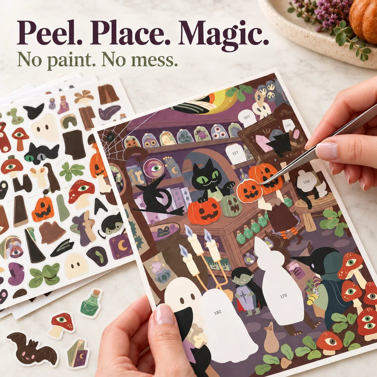 🐈‍⬛✨ 246-Piece Witchy Shop Numbered Sticker Mural 🎃