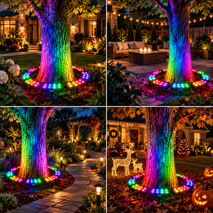 🏡🌈 Solar RGB Tree Ring Light – 7-Color Outdoor Landscape Uplighting