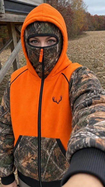 🦌 HunterZip Hunting Hoodie – Built-In Face Mask for Cold-Weather Adventures