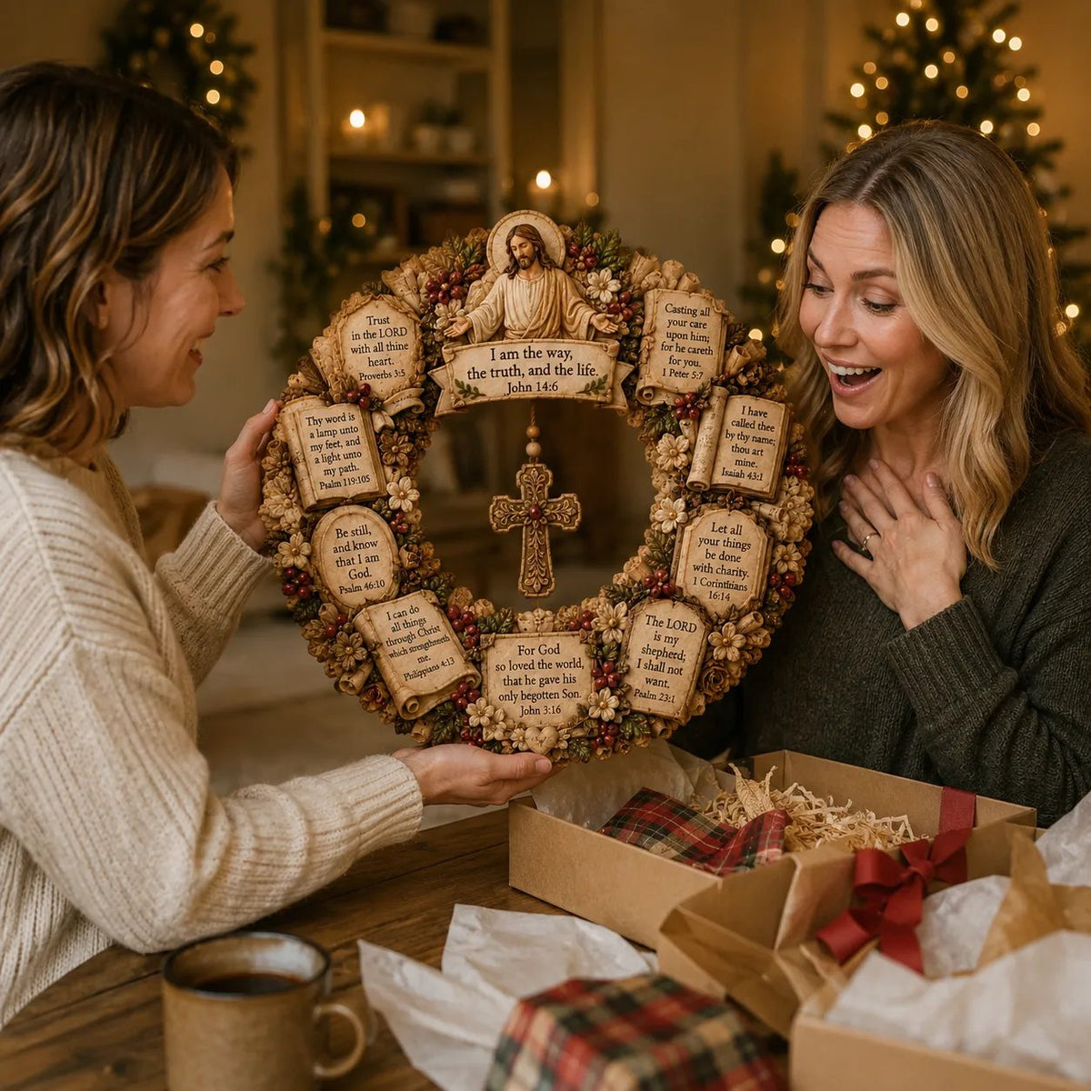 Christian Scripture Wreath Collection – Wood Faith-Inspired Décor（🔥Buy 2 Free Shipping）