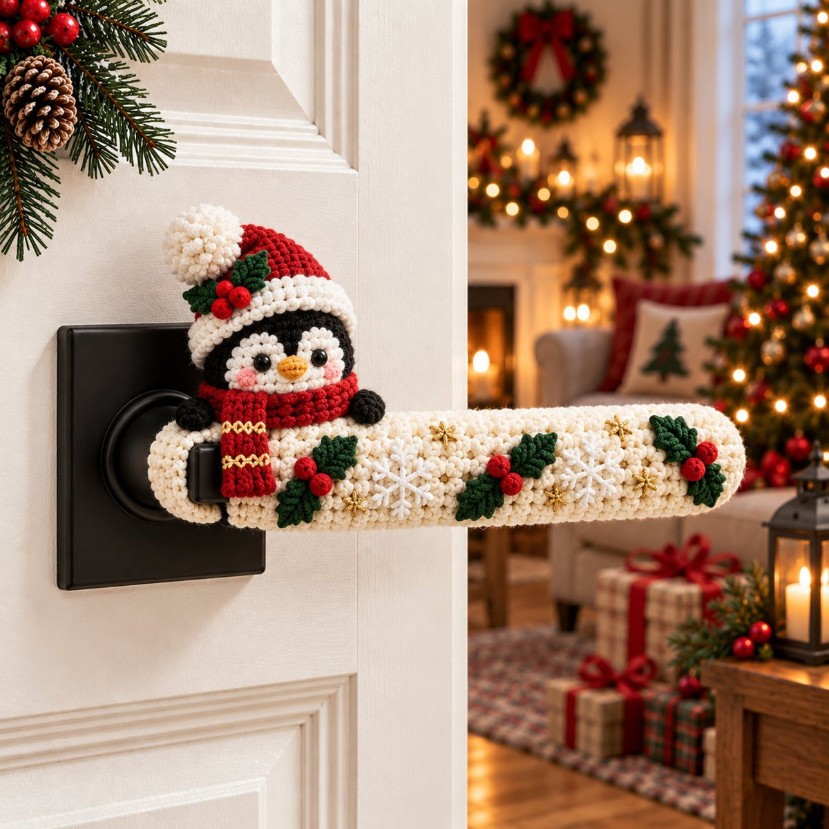 🎄 LAST DAY 50% OFF — Christmas Crochet Door Handle Covers | 6 Festive Designs