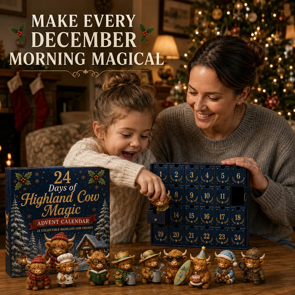 🐮 24 Days of Highland Cow Magic Advent Calendar – 24 Unique Cow Surprises