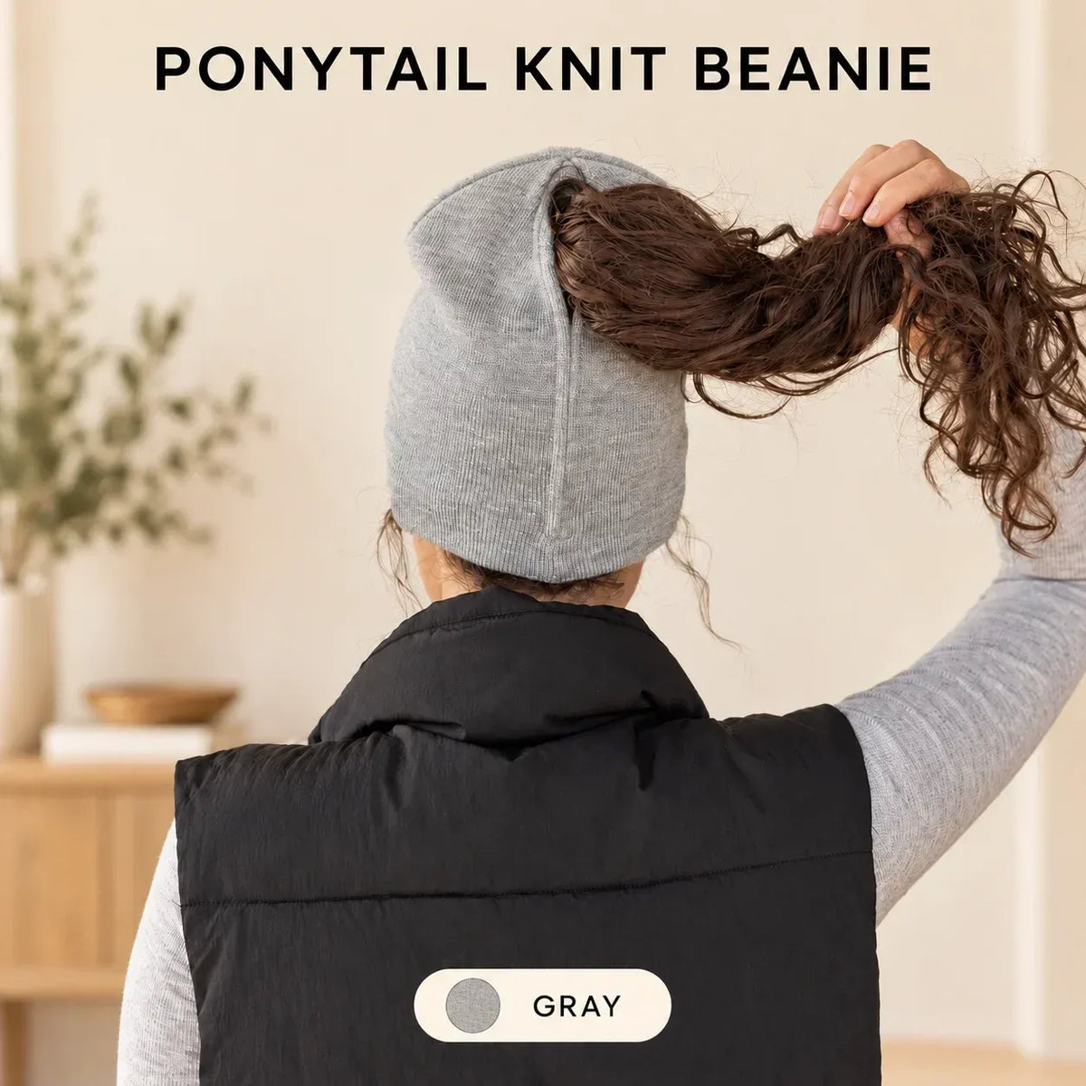 🧲 Women's Magnetic Ponytail Beanie – Hat with Magnetic Hair Opening for Ponytails, Buns & Braids