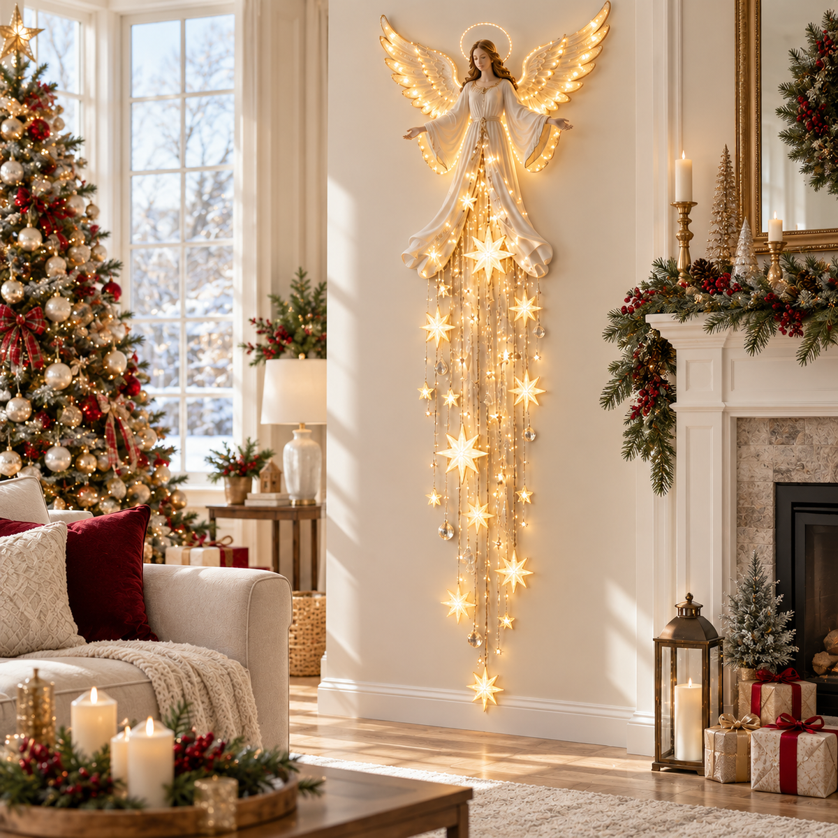 ✨✨Last Day 49% OFF✨ Angel Blessing Starfall Wall Light™ – Heavenly Christmas Wall Decor