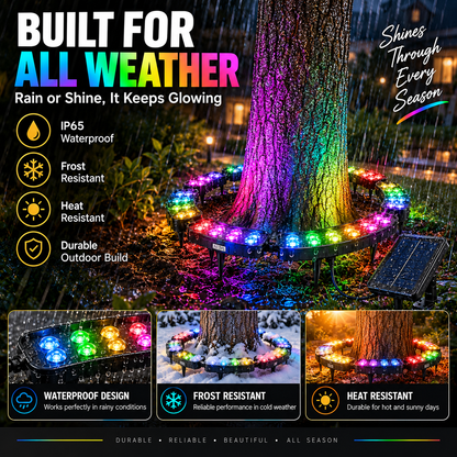 🏡🌈 Solar RGB Tree Ring Light – 7-Color Outdoor Landscape Uplighting
