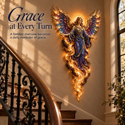 ✝️ Heavenly Radiance Lighted Angel Wall Sculpture | Gabriel or Michael
