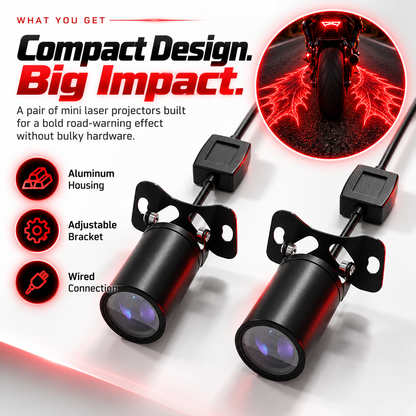 🏍️🦇 Motorcycle Bat-Wing Laser Projection Lights – Bold Red Ground Effect, Dual Adjustable Projectors 🔥