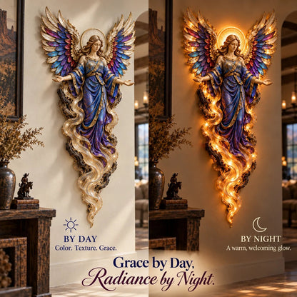✝️ Heavenly Radiance Lighted Angel Wall Sculpture | Gabriel or Michael