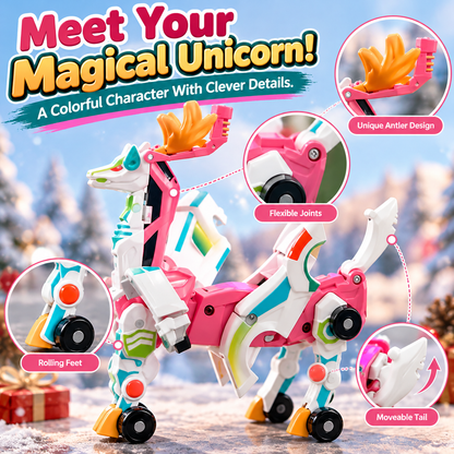 2-in-1 Transforming Christmas Unicorn & Santa Sleigh – Magical Vehicle Transformation Toy & Holiday Gift 🎁