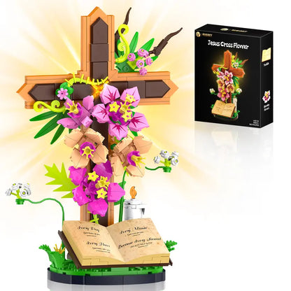 🔥LAST DAY 49% OFF -✝️ 363-Piece Floral Cross Building Set – A Meaningful Gift to Build & Display