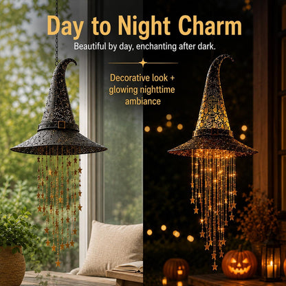 🔥LAST DAY 50% OFF-🪄Lighted Witch Hat Hanging Chime, Halloween Hanging Witch Hats with Lights