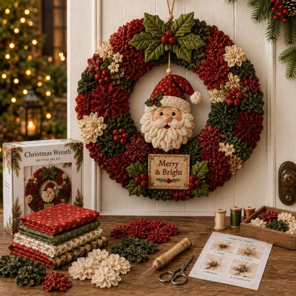 🔥 3D Fabric Poke Christmas Wreath DIY Kit 🎄🧵